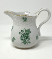 Zöld Eton mintájú, virágos Herendi porcelán tejkiöntő, tejes 10 cm - CZ