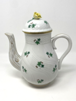 Old green herbal teapot with rose lid 25cm - cz