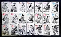 Extra ritka! Magánkiadású Fekete Péter kártya pakli kártyapakli Haranghy Jenő grafikus rajzaival