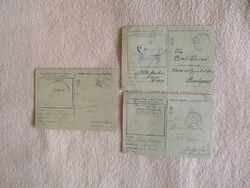 3 db. Tábori Postai Levelezőlap 1943 - 1944