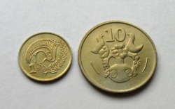 CIPRUS – 2 db-os érme Lot - 1 & 10 cent -1983 - Forgalmi érme