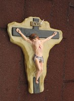Régi nagyméretű fali gipsz Jézus feszület - kereszt - korpusz