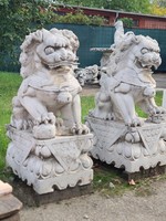 Chinese marble lion couple