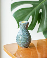 Retro ceramic vase - mini cucumber - turquoise blue small vase, tiny vase
