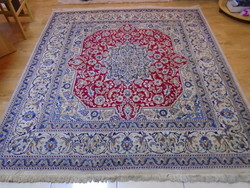 Old hand-knotted thick oriental wool Persian rug in good condition