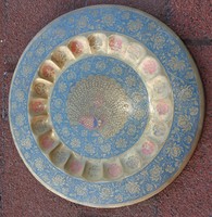 Peacock pattern fire enamel painted copper ornament wall bowl - plate
