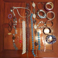 Old jewelry package - necklaces, bracelets - badges, hair rings, etc.