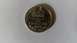 Silver 20 pennies 1869! Cluster. Medal!!!