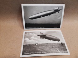 1.- Ft-ról!!! - 2 db. eredeti, korabeli Graf Zeppelin léghajós fotólap, 1931. Aspern