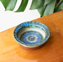 Retro ceramic ashtray - blue and green beige ashtray