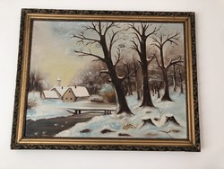 Winter landscape painting