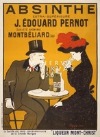 Vintage abszint reklám plakát reprint nyomat Cappiello Pernot kalapos nő cilinderes férfi kávéház
