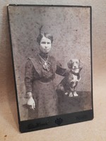 Kabinetfotó kutyával ~ 17 x 11 cm Pátz Hermin Pécs