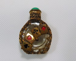 Gazdagon díszített antik parfümös üveg