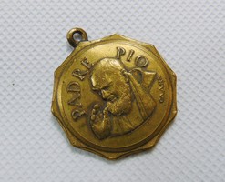 Antique mary pendant bench pio religious medal