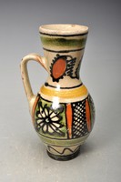 Old Corundum tile goblet, hand-painted, made by János Józsa. Indicated.