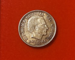 Uruguay silver 20 cents 1954 ef.