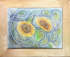 Abstract sunflowers from studio. 40X30 cm. The prize-winning creative work of Károlyfi sófia
