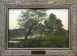Miklós Petrányi (1877 - 1944): landscape, 1899 (Art Nouveau), oil tree