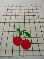 Cseresznye mintás régi törlőkendő , konyharuha , 44 x 57 cm.  , avatatlan