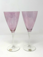 Vintage Bohemian Glass pezsgős pohár pár rózsaszín üvegből - CZ