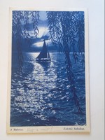 D184940 old postcard - Balaton badacsonytomaj - sailing on Lake Balaton 1940