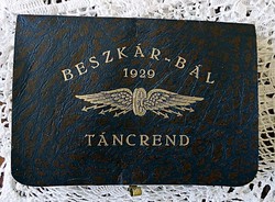 ART DECO BESZKÁR -BÁL TÁNCREND 1929 JANUÁR 19 ( A B.K.V. ELŐDJE VOLT )