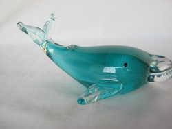 Retro ... vastag színes üveg szobor nagy méretű hal bálna figura