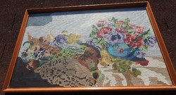 Flower still life with fruits - tapestry image