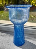 Karcagi fátyolüveg váza - kék  24 cm