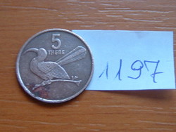 BOTSWANA 5 THEBE 1989 Toko bird Bronz #1197