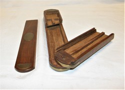 Antique wooden copperware stationery holder