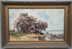 Good quality decorative painting: waterfront life