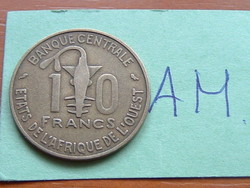 NYUGAT AFRIKA 10 FRANK FRANCS 1971 (c+o) (BAGOLY) Alumínum-Nikkel-Bronz #AM