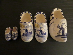 5 db együtt, Holland, Delft kézzel festett, fajansz papucsok