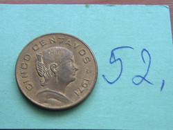 Mexico mexico 5 centavos 1971 mo, josefa ortiz de domínguez 52.