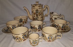 Antik Zsolnay historizáló porcelánfajansz teás készlet