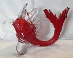 Vörös üveg hal, muránói tűzhal váza