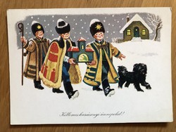 Aranyos Karácsonyi képeslap - Gönczi Tibor rajz