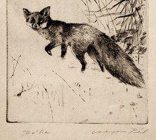 Paul Csergezán (1924-1996): fox - original etching