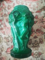 Art deco nymphs in glass vase malachite heinrich hoffmann curt schlevogt