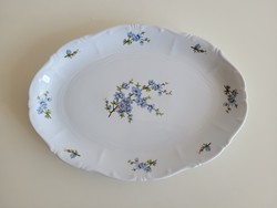 Régi Zsolnay porcelán tál barackvirág mintás kék virágos kínáló 36,5 cm
