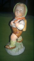 Hiking little boy ceramic retro figurine