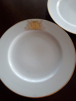 Antik dúsan aranyozott Hüttl Tivadar monogrammos tányérok 6 db