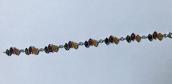Többszínű borostyán köves ezüst karkötő
