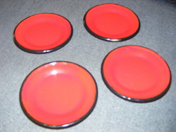 4 db zománcozott piros baba tányér