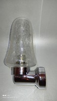 Vintage fali lámpa buborékos vastag üveg búrával krómozott