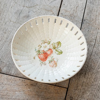 Charming strawberry antique earthenware plate - rvr bavaria antique german porcelain centerpiece
