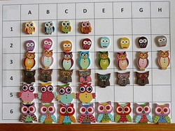 Owl, owl button, wooden button collection for clothes, bags, scrapbooking