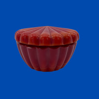 "Bohém" kollekció_korall/piros színű üveg tál/bonbonier/doboz